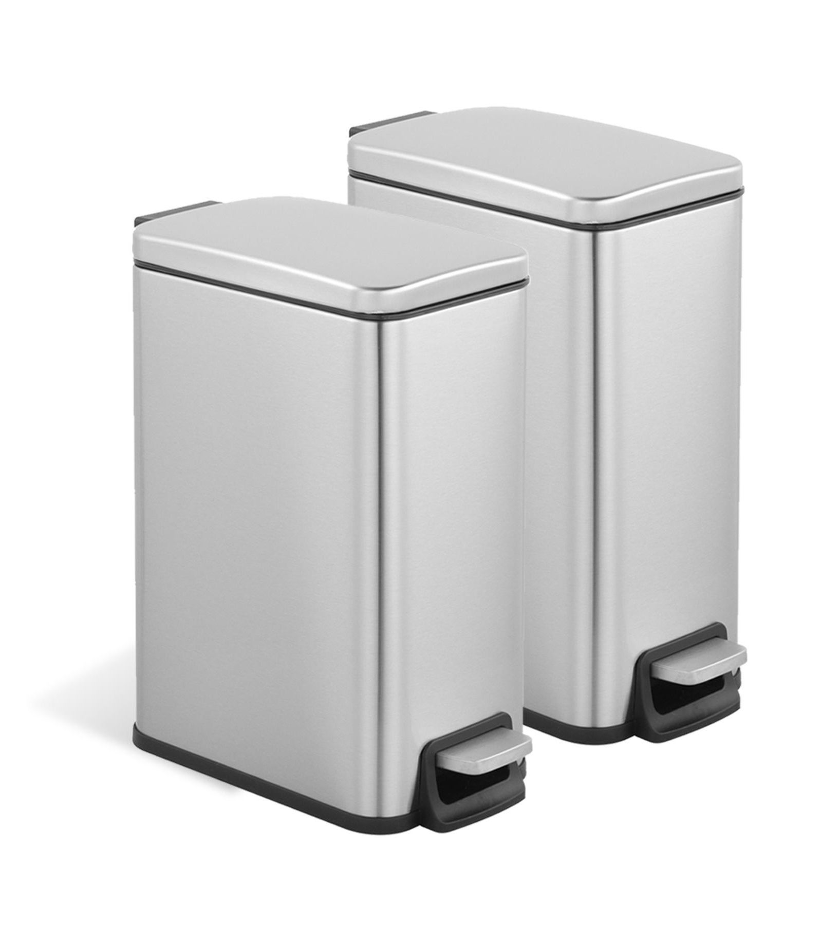 MEGA CASA 1.6 Gallon Rectangular Step-on Trash Can Set