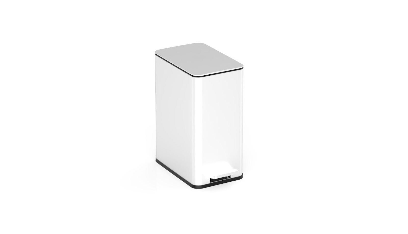 NINESTARS Step-On Trash Can 2.6 Gallon, Rectangular Shaped, White