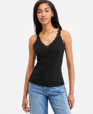 On 34th Women's Lace-Trim Ribbed Tank Top, Macy's Exclusive