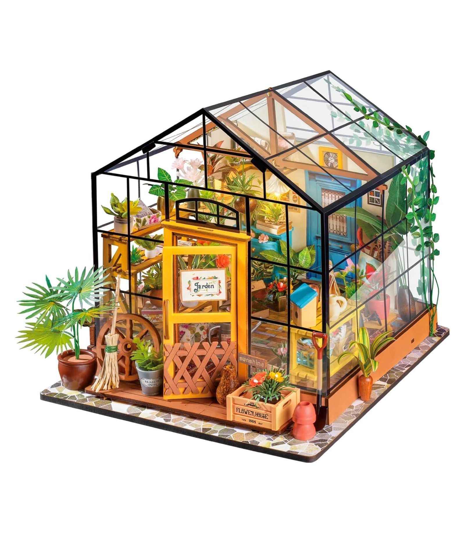 ROBOTIME DIY набор миниатюрного домика Book Nook, деревянный 3D пазл Cathy's Greenhouse