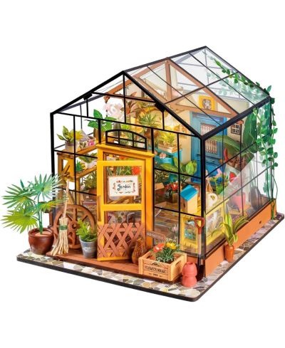 ROBOTIME DIY набор миниатюрного домика Book Nook, деревянный 3D пазл Cathy's Greenhouse