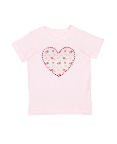 Детская футболка Sweet Wink с принтом нежной розы и жемчужным сердцем, короткий рукав