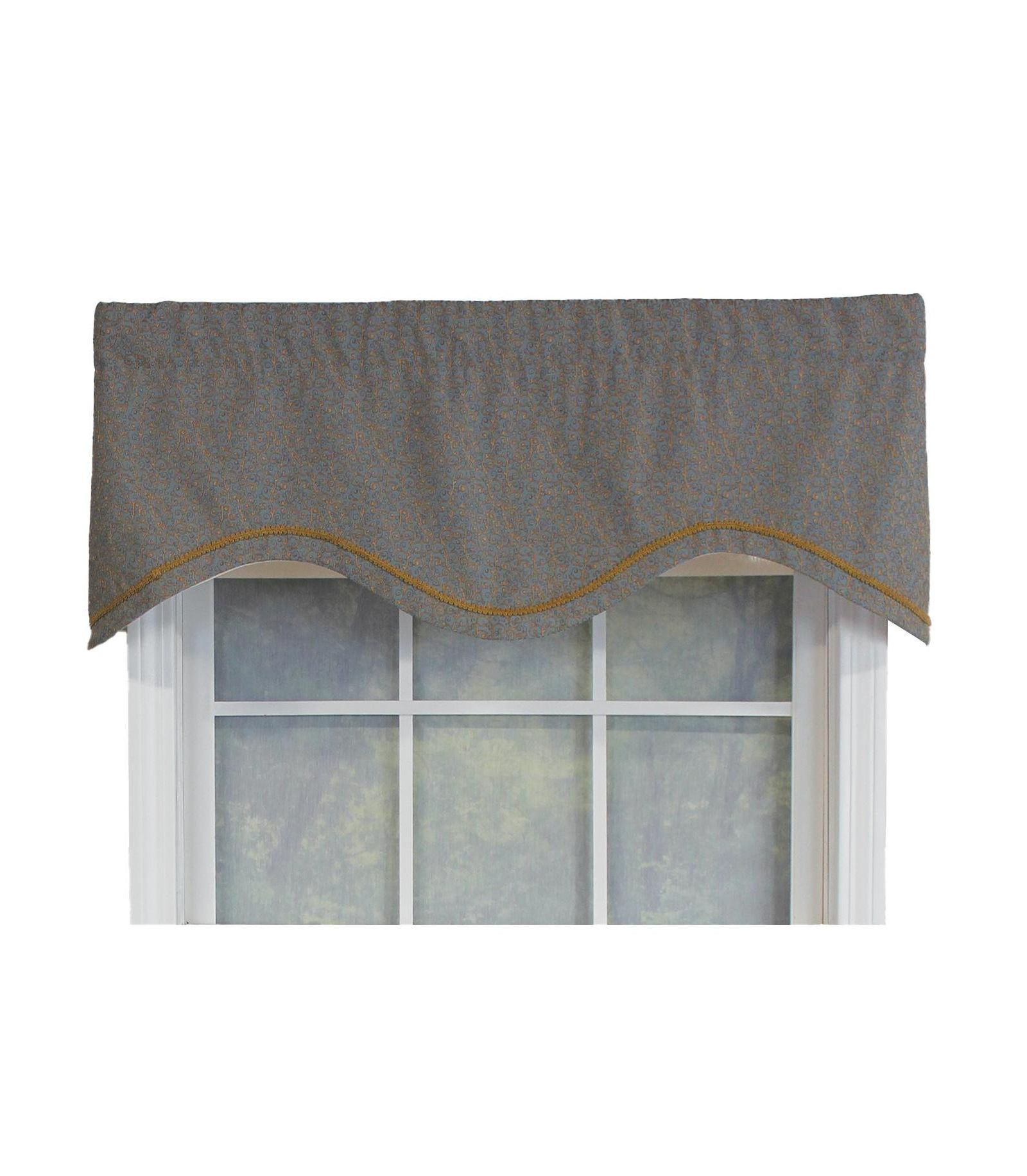 RLF Home Bluebell Trimmed Cornice 100% Cotton with Fully Lined 3" Rod Pocket Valnance for Windows 50" x 17"
