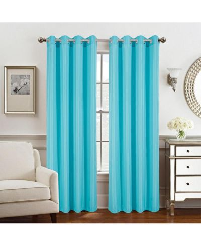 Olivia Gray Gilbert Solid Single Grommet Curtain Panel Pair - 54x84", Turquoise