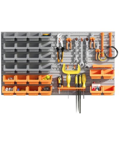 DURHAND 44 Piece Wall Mounted Pegboard Tool Organizer Rack Kit,