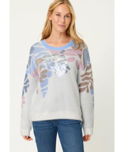 Olsen Women's Floral Plush Sweater