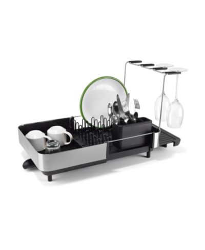 Joseph Joseph Extend Steel Plus 6.75" Expandable Dish Rack with Wine Glass Holder