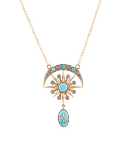Золотисто-голубое бирюзовое ожерелье Barse Celestial Blue Turquoise Golden Drop