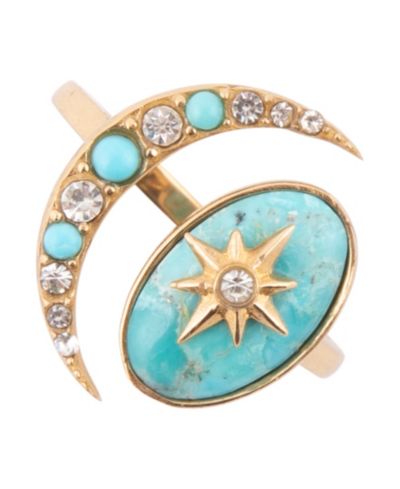 Кольцо Barse Celestial Blue Turquoise Golden Bypass