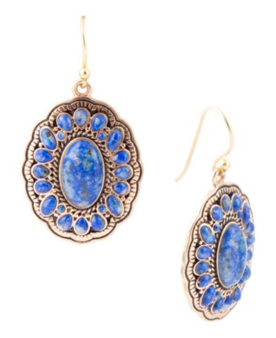Barse Серьги Barse Genuine Concho Denim Blue Lapis Golden Drop