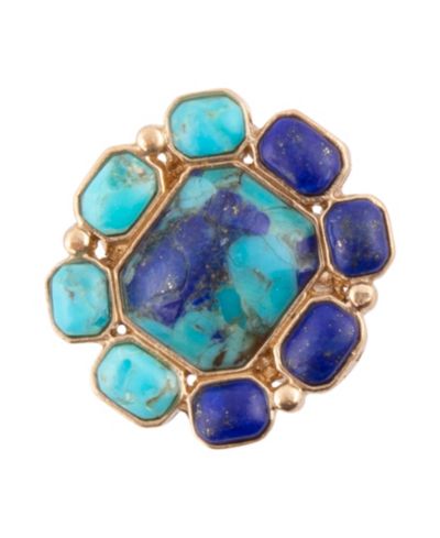 Кольцо Barse Duality Blue Lapis and Turquoise Golden Statement