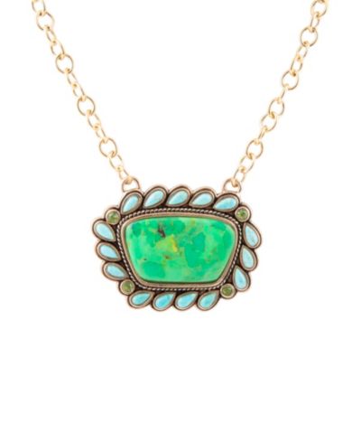 Золотая подвеска-кулон Barse Legacy Lime Green and Blue Turquoise
