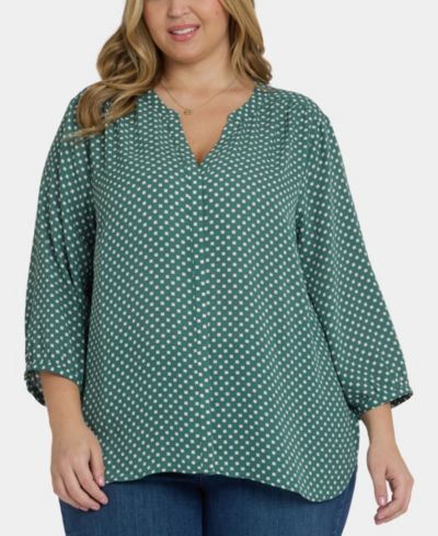 NYDJ Plus Size Pintuck 3/4 Sleeve Top