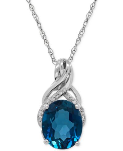 Подвеска-кулон London Blue Topaz (4-3/4 ct. t.w.) и Diamond Accent Twist из Sterling Silver