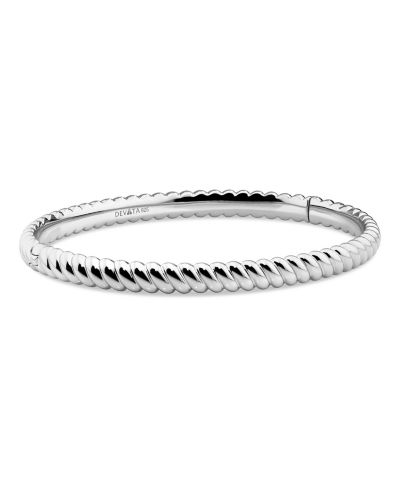 DEVATA Twisted Rope Bangle Bracelet in Rhodium Plated Sterling , Size