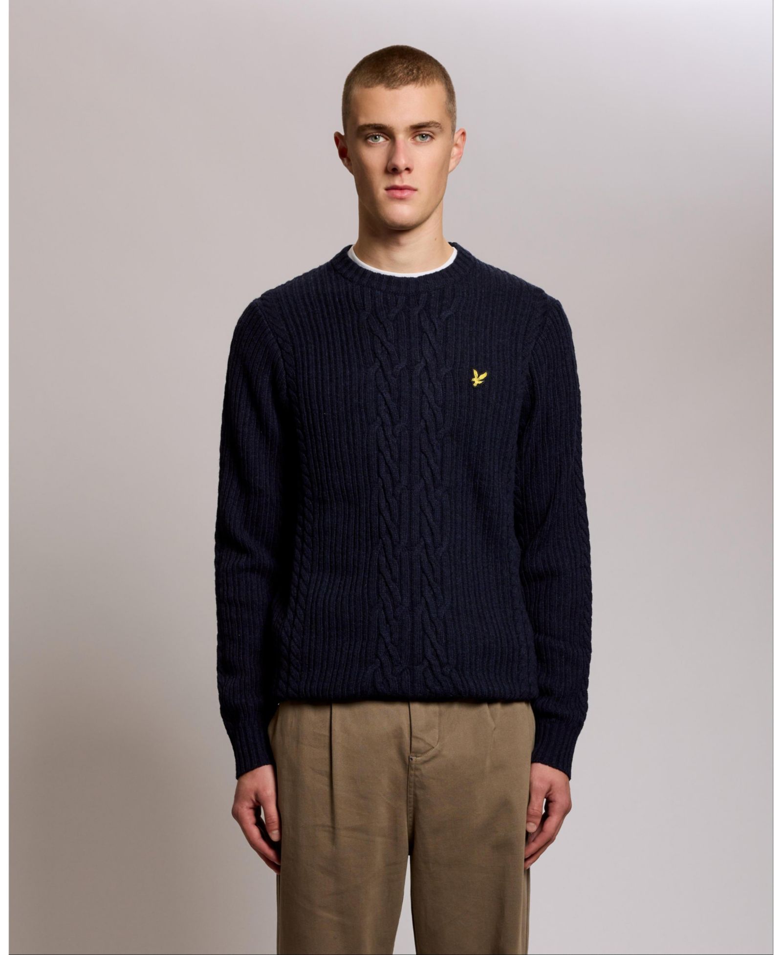 Lyle & Scott Men's Ribbed Cable Knit Long Sleeve Sweater