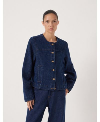 Hush Women's Collarless Lurex Denim Jacket