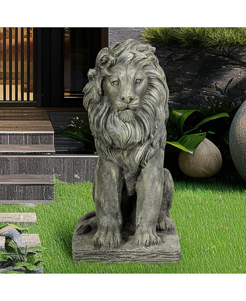 Статуя льва Sunjet Guardian Lion – бетонная скульптура сидящего льва для сада, патио и декора дома