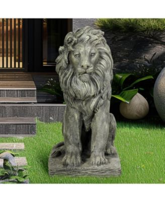 Статуя льва Sunjet Guardian Lion – бетонная скульптура сидящего льва для сада, патио и декора дома
