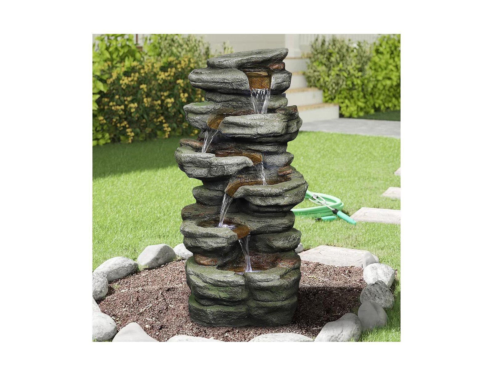Уличный фонтан SunJet 30.7" Rock Waterfall с LED Lights