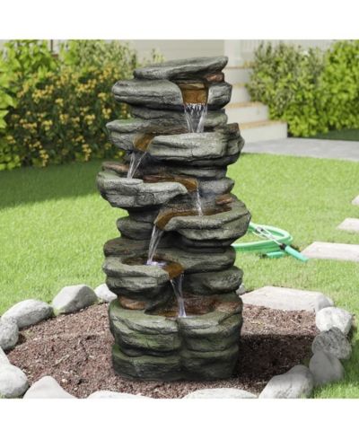 Уличный фонтан SunJet 30.7" Rock Waterfall с LED Lights
