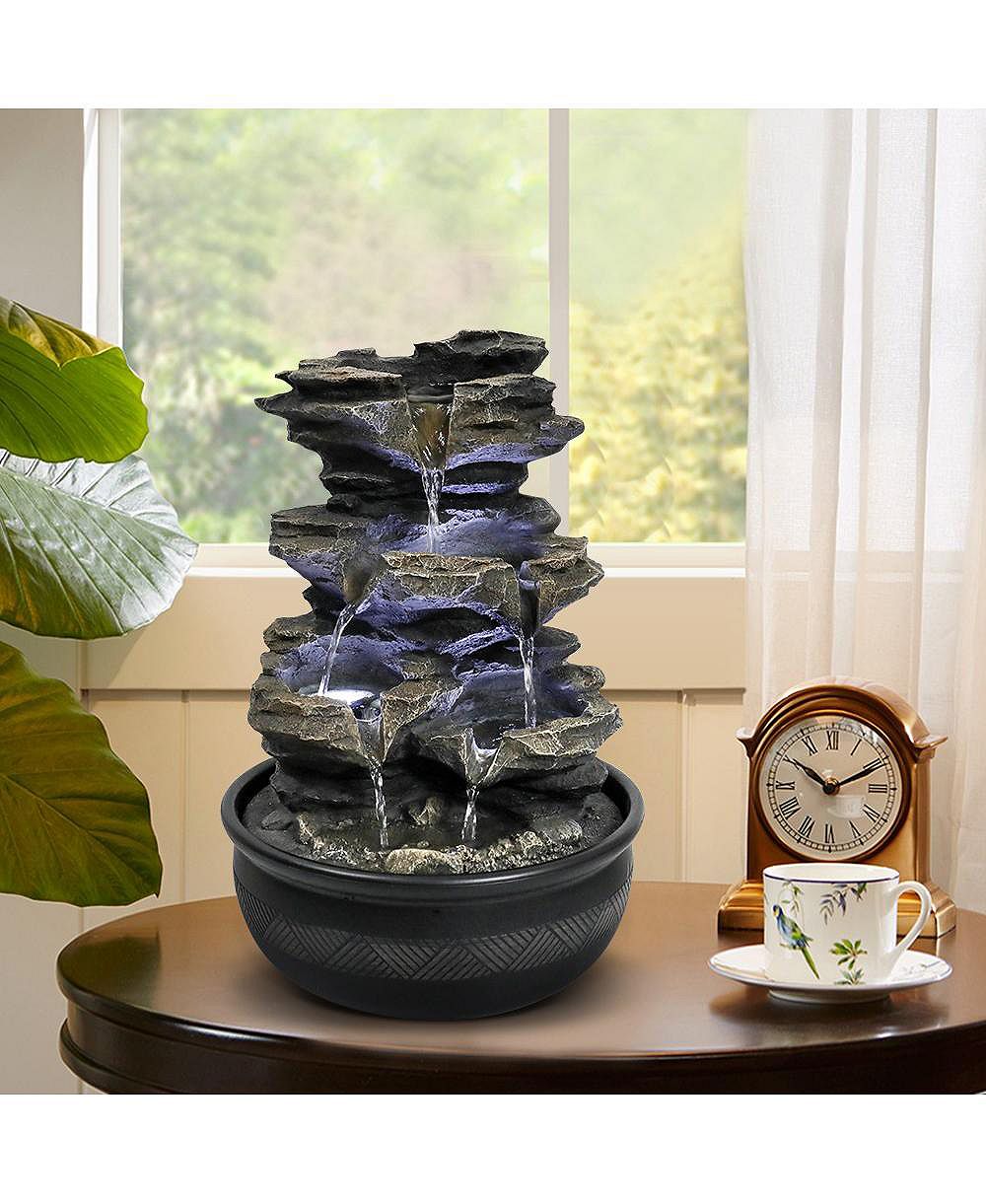 Настольный фонтан SunJet 15.7" Rock Cascading с LED подсветкой для декора дома и офиса