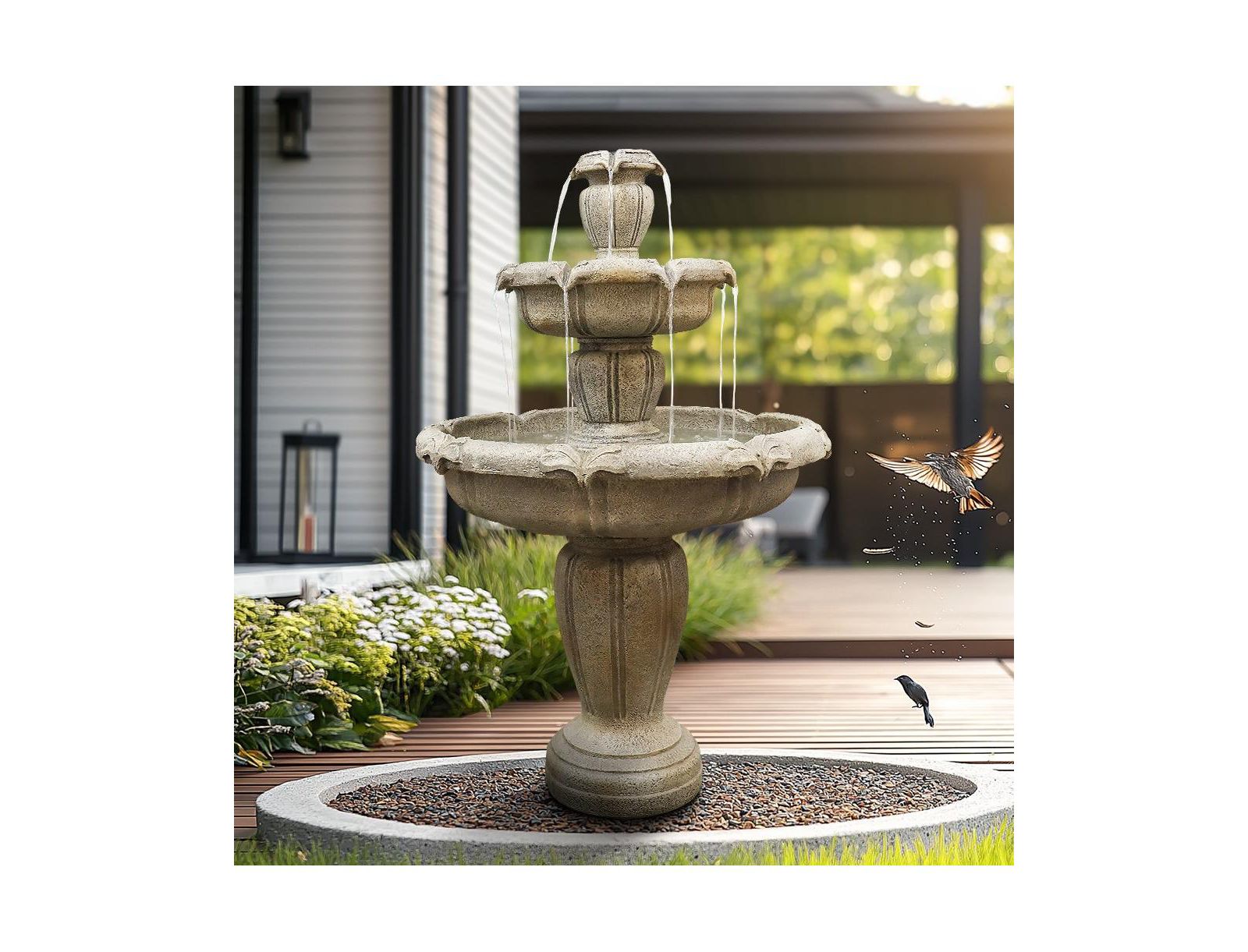 SunJet Уличный фонтан 48”H 3-Tier Concrete Cascading