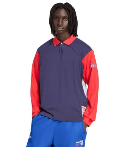 Мужская поло Adidas Navy/Red USMNT 1994 World Cup с длинным рукавом