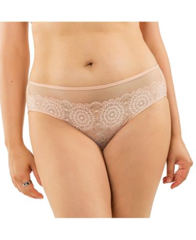 PARFAIT Women's Luxlacy Pretty Lace And Mesh Hipster Panty With Extended Cameo Rose