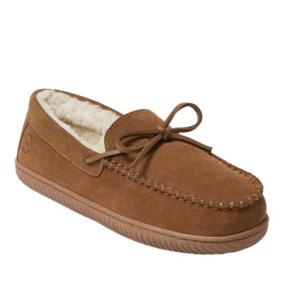 Dearfoams Men's Douglas Genuine Suede Moccasin House Shoe Slipper