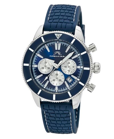 Porsamo Bleu Men's Brandon Chronograph Blue Silicone Strap Watch 44 mm