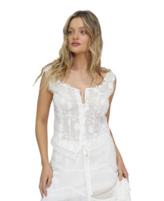 Belle & Bloom Women's Future Lover Lace Button Up Blouse