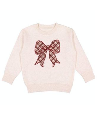 Sweet Wink Little Girls Christmas Plaid Bow Patch Sweatshirt