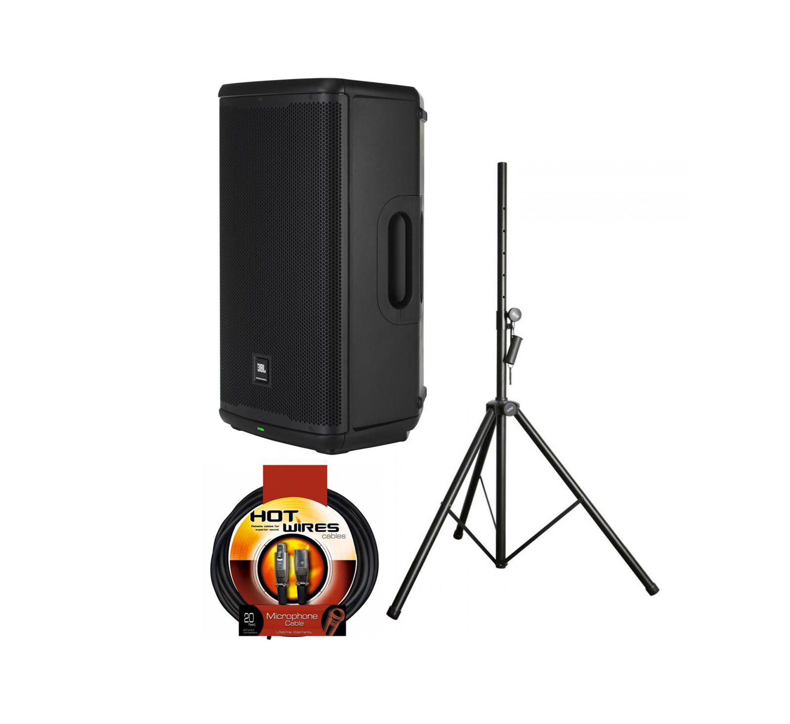Портативная акустическая система JBL EON712 12" 1300W с Bluetooth и DSP, комплект со стойкой для динамика и XLR кабелем 20-Foot