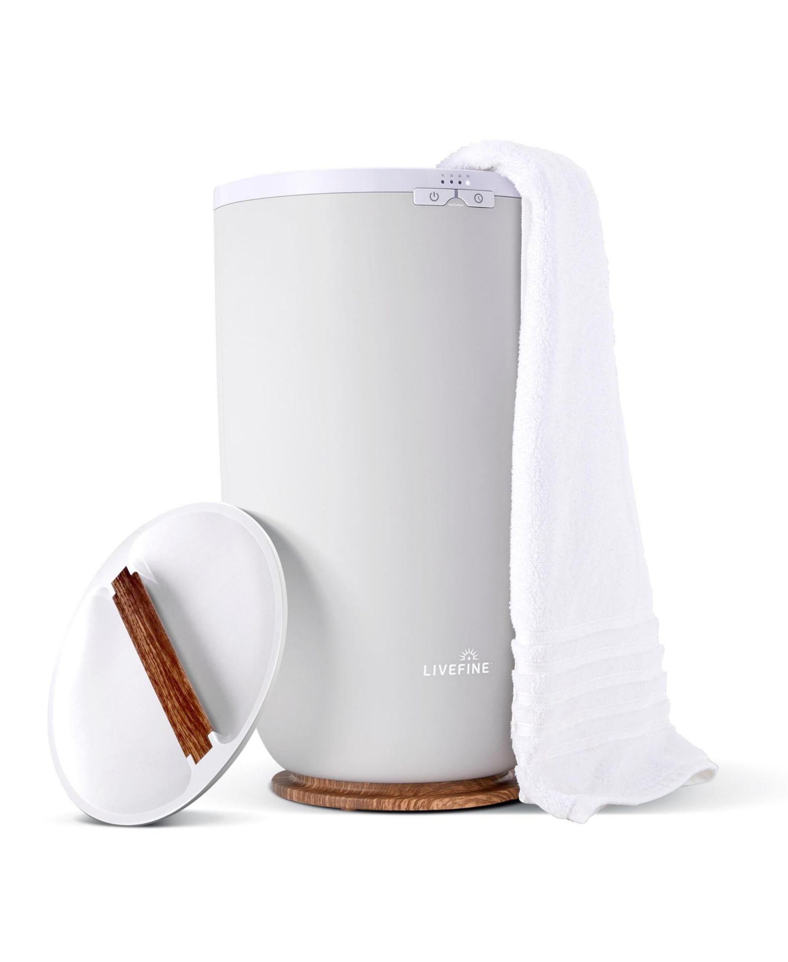 LiveFine Large Towel Warmer, Bucket Style W/Timer & Auto Shut-Off, Fits Two 40”x70” Towels - Gray.