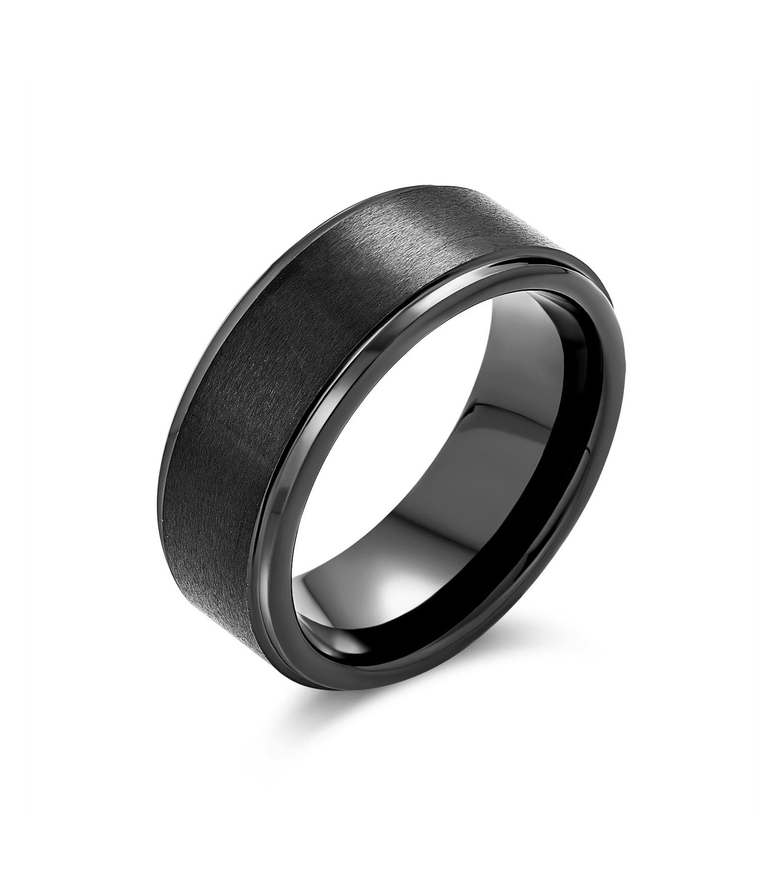 Кольцо Bling Jewelry Plain Simple Beveled Edge Matte Titanium Band 8MM