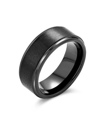 Кольцо Bling Jewelry Plain Simple Beveled Edge Matte Titanium Band 8MM