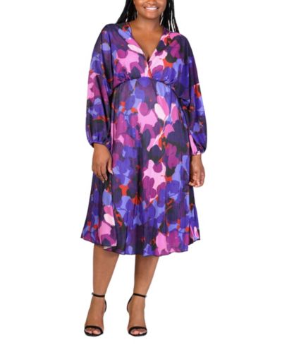 24seven Comfort Apparel Plus Size Empire Waist Midi Dress