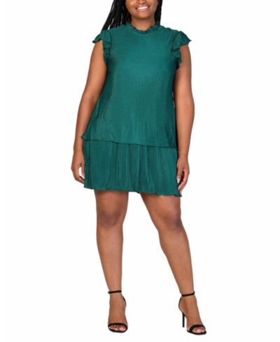 24seven Comfort Apparel Plus Size Empire Waist Mini Dress