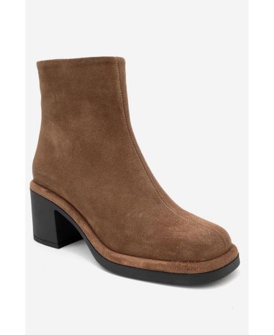 Forever & Always Shoes Women's Junae Leather Block Heel Boot