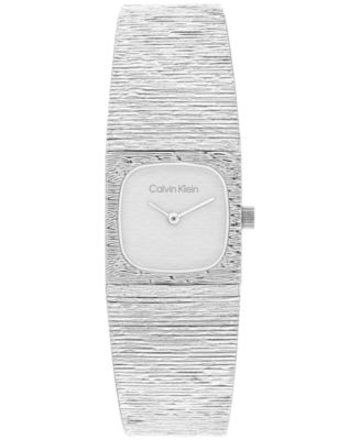 Calvin Klein Women's Sophisticated Square Silver Tone Stainless Steel Bracelet Watch, 20mm
