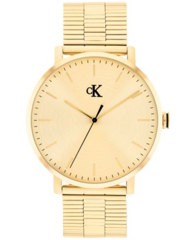 Calvin Klein Men's Real Gold Tone Stainless Steel Mesh Bracelet Watch, 42mm
