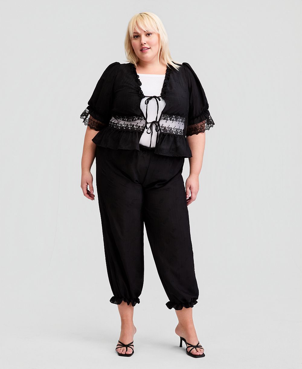 And Now This Женские брюки Plus Size с вышивкой и широкими штанинами
