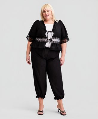 And Now This Женские брюки Plus Size с вышивкой и широкими штанинами