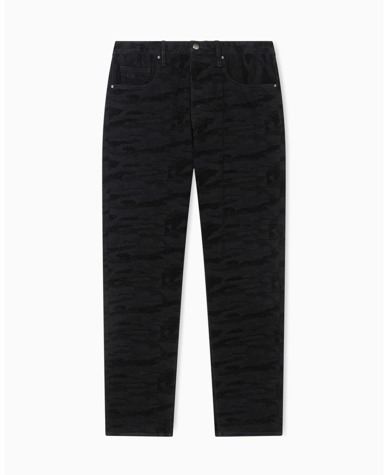 A|X Armani Exchange Men's J82 Loose Tapered Camouflage Jacquard Denim Jeans
