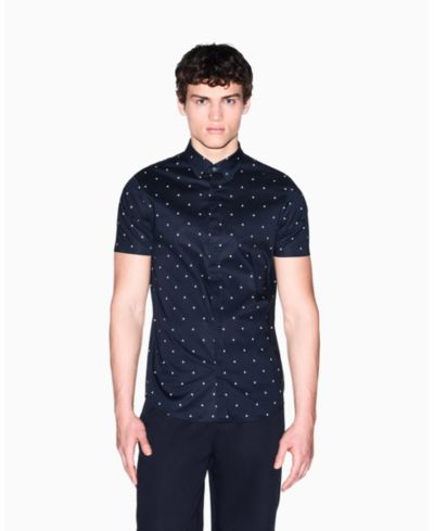 Мужская рубашка A|X Armani Exchange Short Sleeve Poplin Allover logo Print Button Down