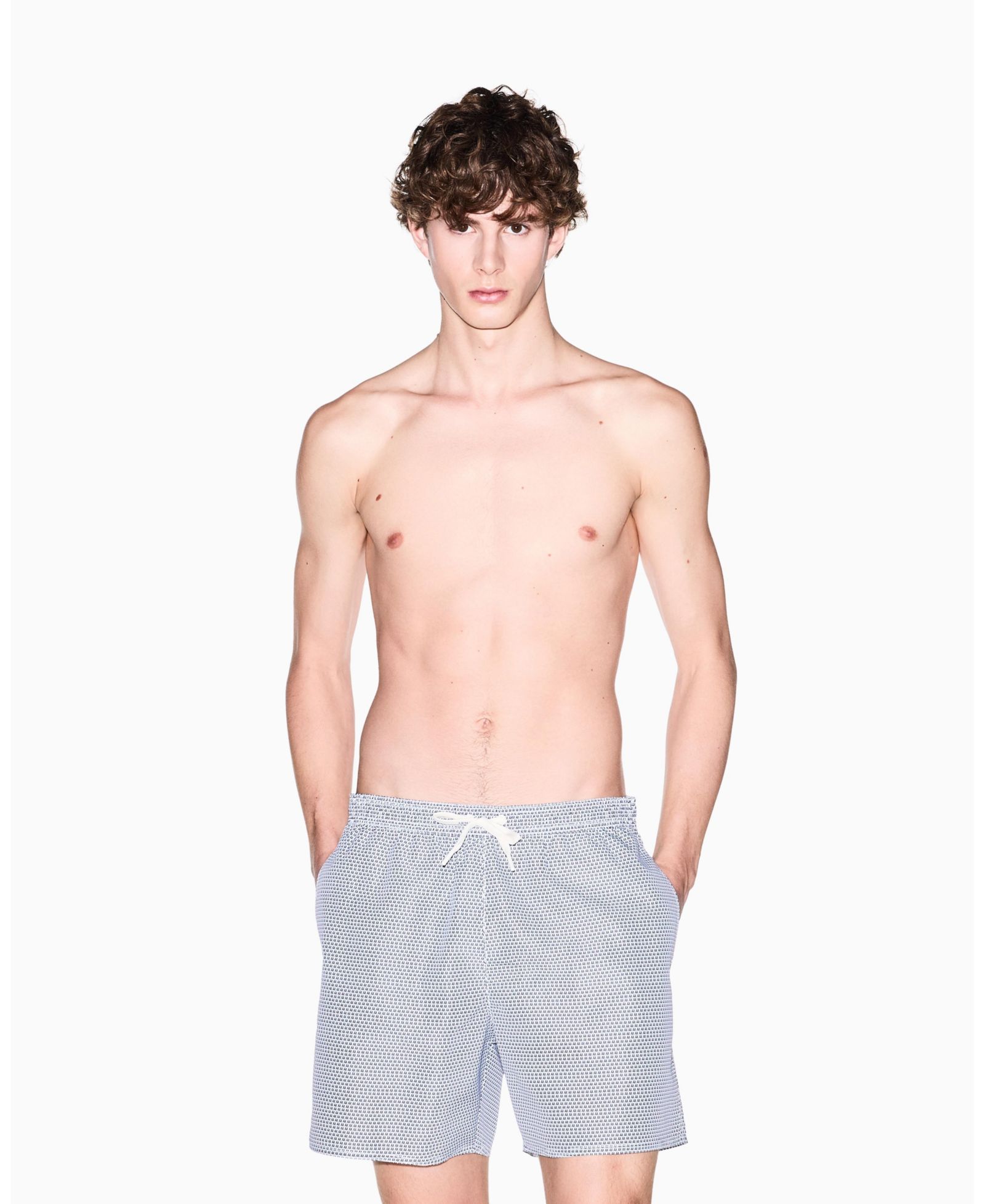 A|X Armani Exchange Men's Allover Mini Logo Swim Trunk