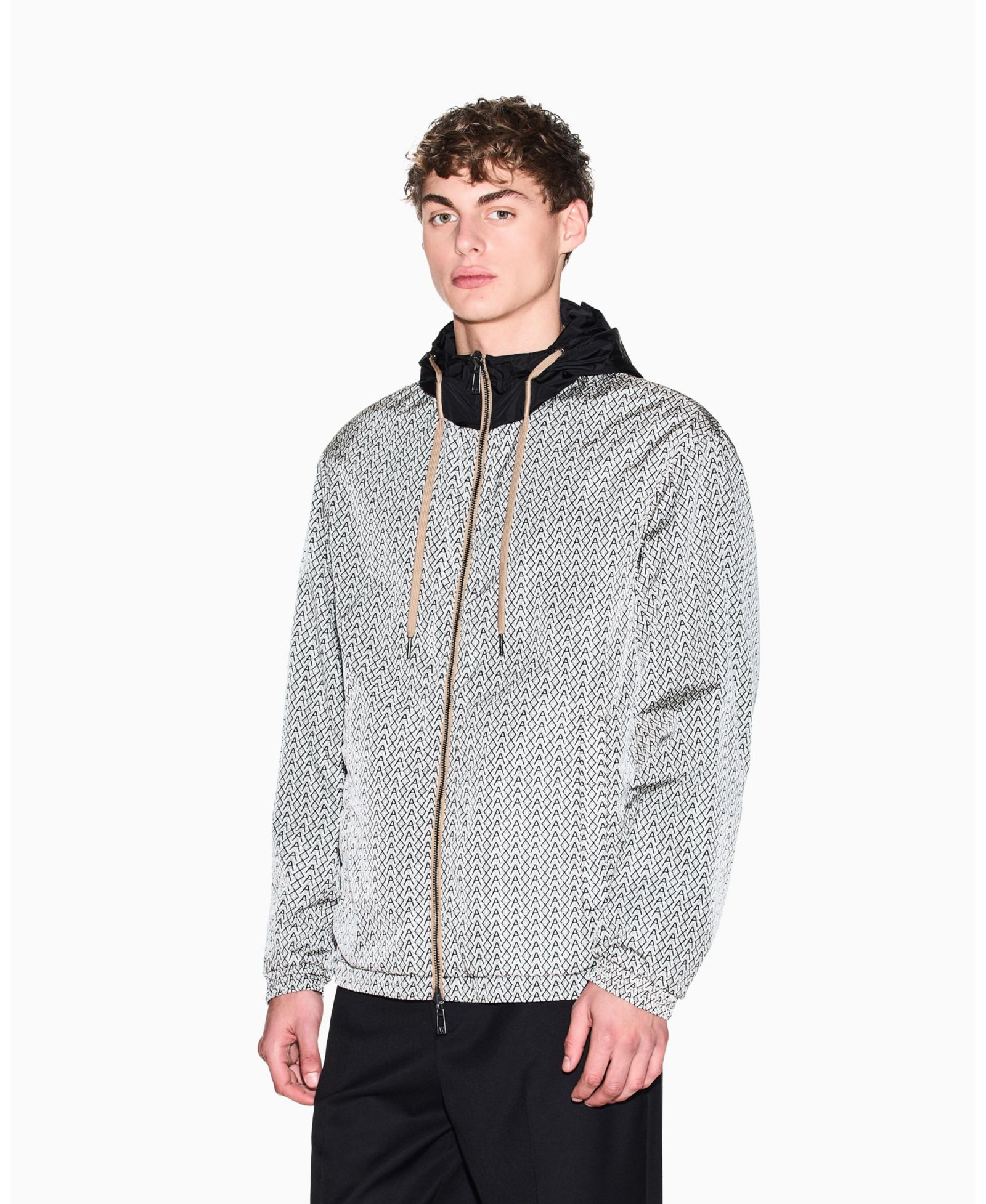 A|X Armani Exchange Men's Allover Logo Print Windbreaker Jacket