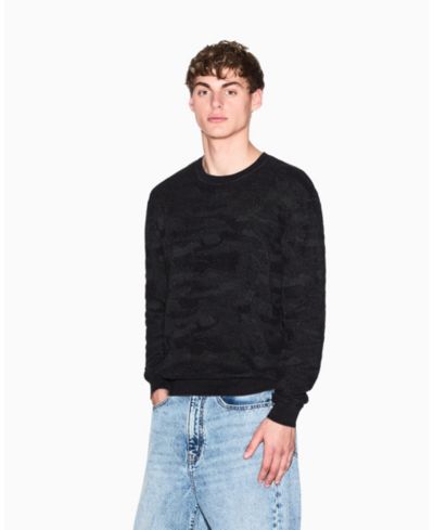 A|X Armani Exchange Men's Jacquard Camouflage Mercerized Cotton Sweater