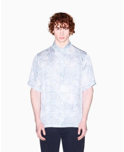 A|X Armani Exchange Men's Silky Printed Button Up Shirt